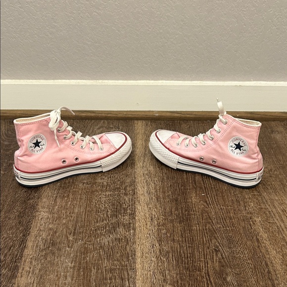 Converse Pink and White High-Top Sneakers - Picture 3 of 8